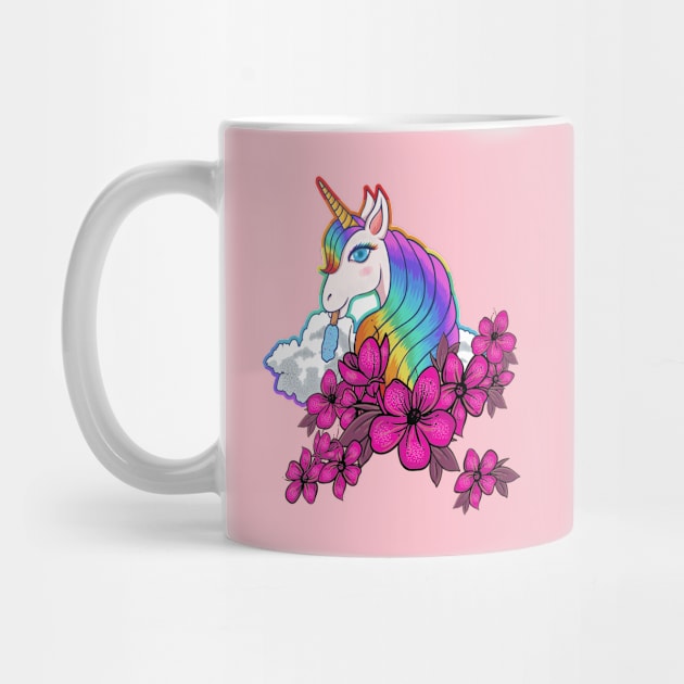 Cute Unicorn Flower by JeffDesign